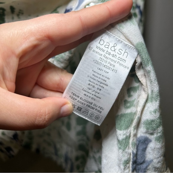 ba&sh Green Blue Patterned Iris Blouse women’s small boho fall career artsy bold - Picture 7 of 10